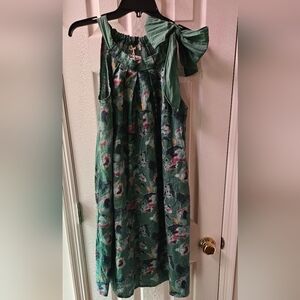 Bellambra - NWT - Teal Green Patterned Linen Dress - Size Large